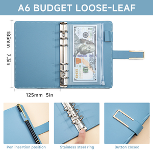 LABON A6 raccoglitore riutilizzabile pianificatore di bilancio con tasca a cerniera in pelle per busta di cassa per Notebook Tracker organizzatore organizzatore organizzatore - Product Image 4