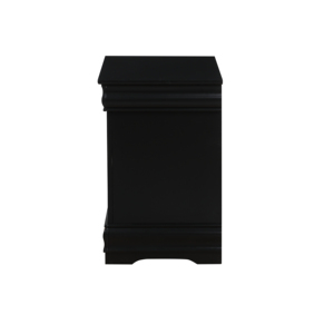 Louis Philippe Black Finish Nightstand With Two <b>Drawers</b> And Silver Handles <b>For</b> Bedroom <b>Storage</b> - Product Image 4