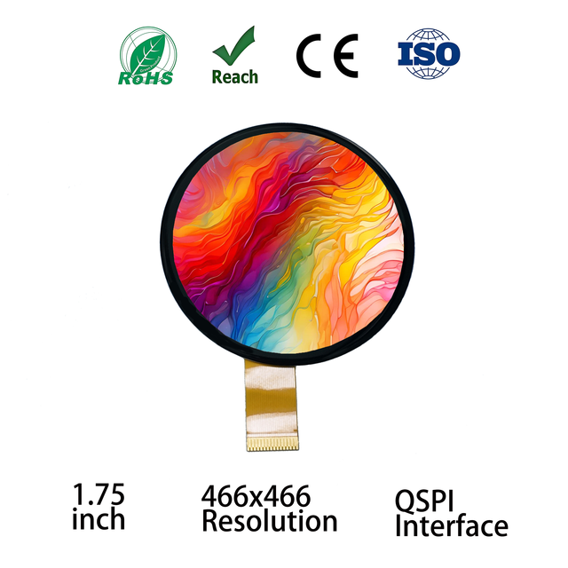 Ultra-Thin 1.75inch Round AMOLED Display 466x466 QSPI Interface Low Power Consumption Touch Screen Module