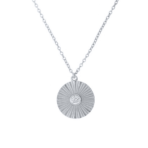 Collar ROXI de Diamantes con Placa Redonda de Moda en Plata de Ley S925 para Mujer - Product Image 2