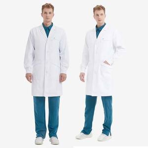 Vente en gros d'uniformes de médecins hospitaliers de qualité supérieure personnalisés, blouses médicales blanches, taille plus, matériel en spandex, modèle OEM - Product Image 1