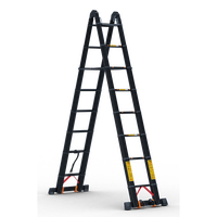 Échelle télescopique pliante en acier inoxydable à double face en chevrons, échelle d'ingénierie, escalier de grenier