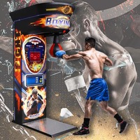 Machine de boxe d'arcade avec armoire métallique en acier inoxydable, fonctionnement à monnayeur, tableau de scores LED et testeur de force combiné