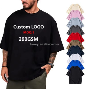 T-shirt surdimensionné en coton lourd 290 g/m², unisexe, logo imprimé en relief style hip-hop personnalisé - Product Image 1