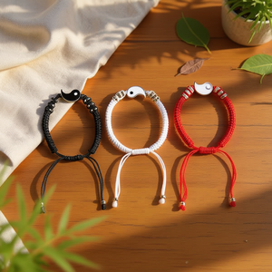 Braccialetto Intrecciato a Mano a Forma di Luna Tai Chi PULSERA Opzioni di Colore Nero Bianco Rosso Braccialetti alla Moda con Cordoncino - Product Image 3