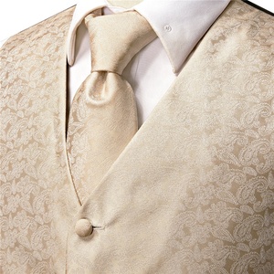 Champagne <span class=keywords><strong>ivoire</strong></span> Paisley hommes <span class=keywords><strong>gilet</strong></span> cravate Hanky boutons de manchette ensemble <span class=keywords><strong>gilet</strong></span> <span class=keywords><strong>costume</strong></span> ensemble pour affaires fête de mariage - Product Image 4