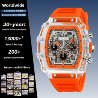 Montre Chronographe Homme SKMEI 2305 en Gros, Cadran Squelette Creux, Bracelet Silicone Multicolore, Étanche 50M, Montre Sport à Quartz