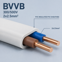Fil électrique plat BVVB en cuivre pur, câble de construction en PVC, conducteur solide