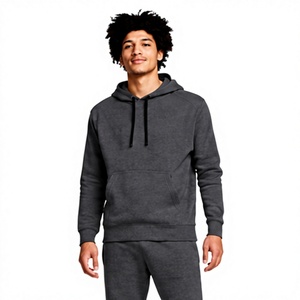 Conjunto de Sudadera con Capucha Gris Oscuro para Hombre, Traje Deportivo Informal de Corte Regular, Transpirable y Ligero, de Poliéster/Algodón - Product Image 1
