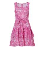 Robe mini vintage rose à fleurs, sans manches, coupe trapèze, taille élastique, ajustée, en coton 100% écologique de qualité supérieure, idéale pour les vacances