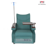 Sofá de Infusión de Cuero PU Anticorrosión para Hospital MT con Soporte Intravenoso Telescópico y Portavasos Circular