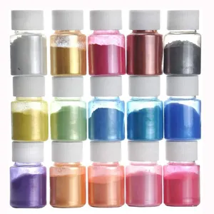 15 색 도매 병 운모 파우더 세트 Recolored 시리즈 립글로스 안료 립 DIY 수제 비누 에폭시 수지 페인트 점액