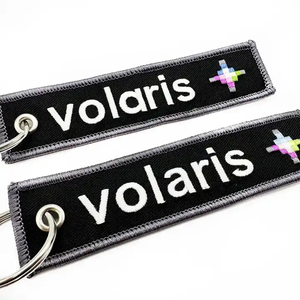 Bán Buôn Thiết Kế Logo Vải Quần Áo Móc Khóa Thêu Thương Hiệu Keyring Tùy Chỉnh Thêu Thẻ Chìa Khóa Máy Bay Phản Lực Thẻ - Product Image 2