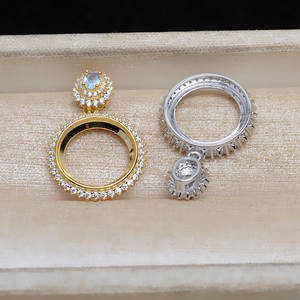 จี้รูปดอกทานตะวันเงินแท้ S925 ขนาด 13.7 มม. ถาดเปล่าสำหรับใส่ไข่มุกหินอ่อน ชิ้นส่วนเครื่องประดับกึ่งสำเร็จรูป JG5308 - Product Image 5