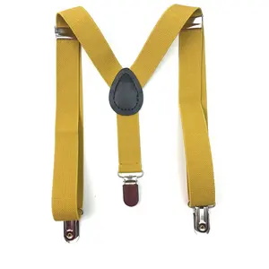Yiwu Top Sellers Adjustable Y-back Braces Clip-on Muatard Yellow Mens <strong>Women</strong> Elastic <strong>Suspender</strong> <strong>Belt</strong> - Product Image 1