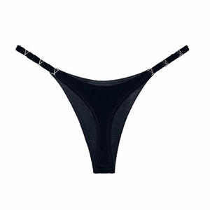 Sexy Bikini Shiny Metallic Ice Silk T Panties Private Label Women's Hip Lift Low-Rise High SplitThong Six Pieces Per Box - Product Image 1