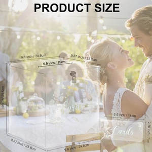 Scatola per biglietti di nozze in acrilico con serratura per decorazioni di ricevimenti, salvadanaio, urna elettorale, ricordo di laurea, bomboniera - Product Image 2