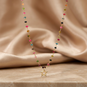 Collier de luxe en tourmaline pastèque indienne avec breloque étoile, plaqué or, en argent sterling 925, de la marque Silver Export House - Product Image 3