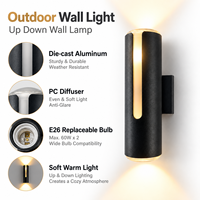 Nouveau Design Décoration Extérieure Applique Murale Applique Aluminium E26 Led Applique Murale Extérieure Fixation Murale Extérieure pour Porche