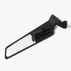 Grand rétroviseur de moto en alliage d'aluminium carré avec boîtier noir et aile déflectrice de vent - Product Image 6