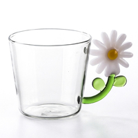 Verre à eau en cristal sans plomb en gros avec poignée florale délicate, en borosilicate résistant à la chaleur