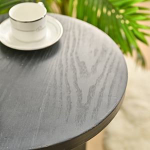 INNOVA Eco-Friendly Durable Decorative Panel Home Accent <b>Black</b> <b>Round</b> Wooden Living Room Side <b>Coffee</b> <b>Table</b> Easy Assembly - Product Image 5