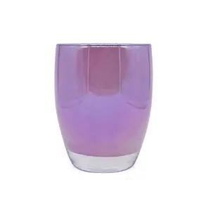 O56 Fabriek Nieuwste Cup Type Kleur Galvaniseren Proces Paars Glas Kaars Pot Kan Worden Gebruikt Om Kaarsen