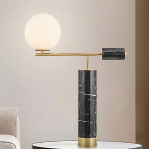 Lámpara de Mesa de Metal con Diseño Minimalista y Lujoso, Estilo Europeo Moderno, Silueta Arquitectónica, Función Regulable para Sala de Estar - Product Image 1