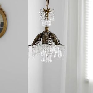 French Country Retro Style Brass Lighting Fixtures Crystal Chandelier Pendant <b>Light</b> for <b>Dining</b> Room Dressing Room Lighting - Product Image 5