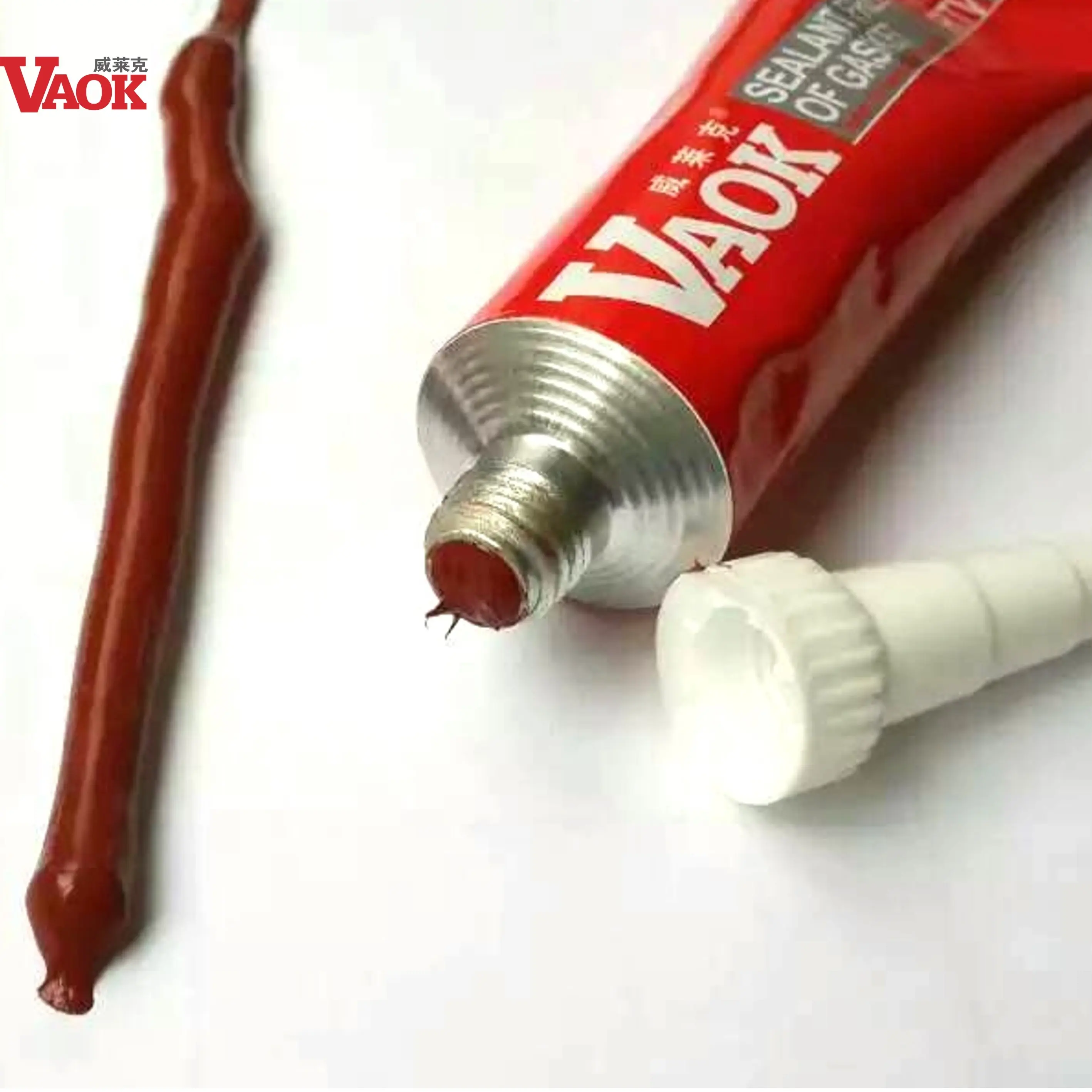 VAOK Pembuat Gasket Penyegel Perekat, Perekat Silikon RTV Tahan Suhu Tinggi Merah 55G untuk Auto