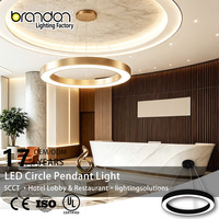 Luminaire suspendu LED circulaire dimmable 40W 3CCT homologué UL, base en aluminium, pour hall d'hôtel, restaurant