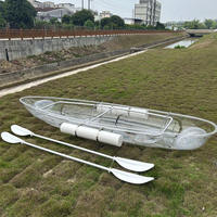 Kayak transparent en PC anti-rayures 6 mm, bateau double place, capacité 200 kg, idéal pour les îles et les stations balnéaires