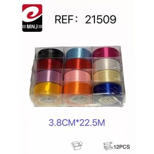 MNJ Mixed Color Gift Ribbons 3.8Cm X 22.5M 12Pcs Assorted Colors For Decoration - Product Image 1