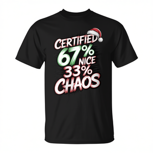 T-shirt de Noël certifié 67% Nice 33% Chaos pour adulte unisexe - Product Image 2