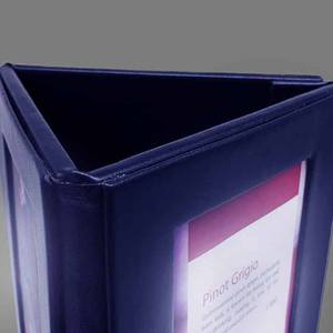 Porta Menús Iluminado de 3 Caras en Cuero Sintético Azul Oscuro, Plegable, con Tarjetas LED para Mesa - Product Image 4