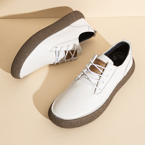 Nouvelles chaussures décontractées pour hommes en cuir véritable, plates, antidérapantes, basses, grandes tailles, en cuir pleine fleur pour hommes d'âge moyen, style skate - Product Image 4