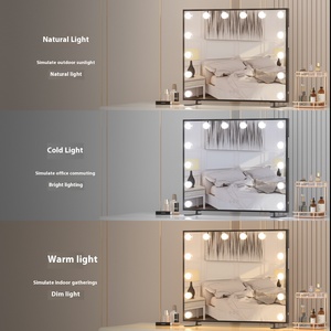 Led gương 14-ánh sáng bóng Đèn Dimmable điều khiển cảm ứng tri-màu <span class=keywords><strong>Bluetooth</strong></span> kích hoạt thắp sáng gương trang điểm - Product Image 3