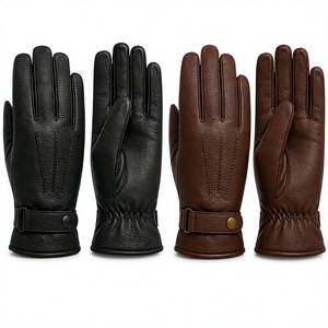 Leather <b>Touch</b> <b>Screen</b> <b>Gloves</b> Four Seasons Warm Wrist Length Fur Lined Eco-Friendly Plain Style Black Brown Casual Use - Product Image 3