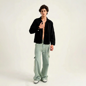 Chaqueta de Lona y Mezclilla sin Capucha para Hombre, Diseño Personalizado, Transpirable, de Secado Rápido, con Botones Frontales y Logotipo, Estilo Urbano, Directo de Fábrica - Product Image 1