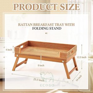 Plateau de table à petit-déjeuner en bambou avec pieds pliables, écologique, durable, facile à nettoyer, rectangulaire, pour lit, canapé, service de collations - Product Image 3