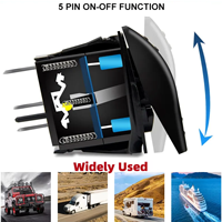 Interrupteur à bascule 1 gang 2 voies avec support de panneau en aluminium, interrupteur à bascule LED marche/arrêt 12V 5 broches pour voiture, camping-car, camion, bus, bateau