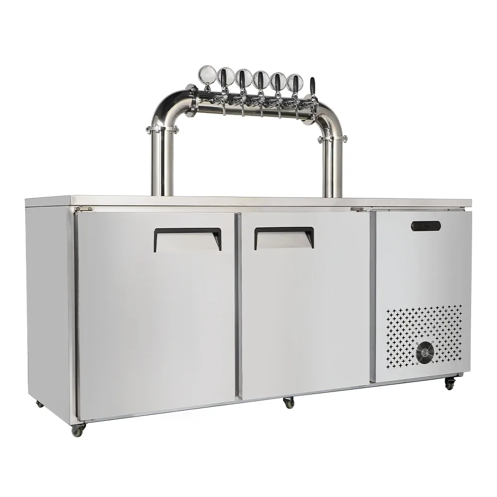 FUYONG özelleştirilmiş boyutu 304 paslanmaz çelik bira soğutucu fıçı buzdolabı dijital ekran bira otomatı Kegerator
