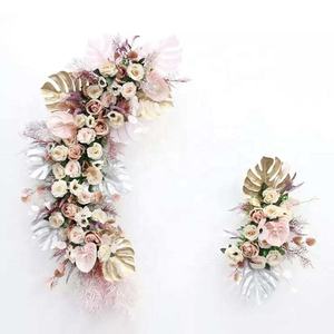 Nouvelle arche de fleurs pour la décoration d'événements de mariage, cercle doré, mur de fleurs artificielles, toile de fond d'arche - Product Image 1