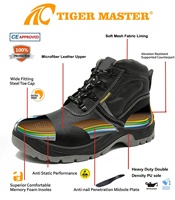 Chaussures de sécurité pour chantier, vente en gros d'usine, embout en acier, anti-perforation, cuir microfibre noir, semelle antidérapante en PU pour hommes