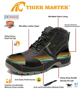 <span class=keywords><strong>Chaussures</strong></span> de sécurité mi-montantes pour hommes en cuir microfibre noir, antidérapantes, avec embout en acier et anti-perforation, pour chantier – <span class=keywords><strong>Vente</strong></span> directe usine - Product Image 5