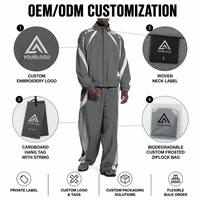 Survêtement Homme Personnalisé 2 Pièces en Coton Respirant pour l'Automne, Coupe-Vent Uni Léger en Tissu Éponge Tricoté avec Capuche