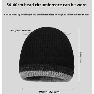 Gorro de Invierno <span class=keywords><strong>para</strong></span> <span class=keywords><strong>Hombre</strong></span>, Tejido Jacquard con Botones, Spandex/Algodón, Cuello Plegable, Tres Colores, Nuevo, Cálido, <span class=keywords><strong>para</strong></span> Clima Frío, Transfronterizo, 48-50cm de Diámetro - Product Image 3