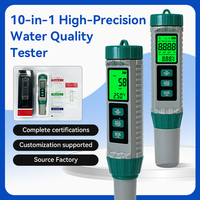 Testeur de qualité de l'eau 10 en 1 portable rechargeable, mesure du CL, du pH, de l'ORP et de la température