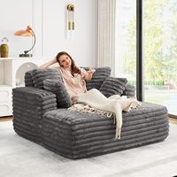 Canapé-lit inclinable classique surdimensionné en fausse fourrure moelleuse avec accoudoirs larges et oreillers en mousse compressée pour salon