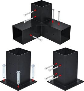Kit pergola de gazebo en tôle d'acier pliée à 3 voies pour support d'angle droit 4x4 6x6 poutres en bois OEM - Product Image 4